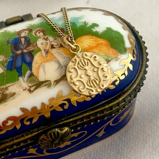 Solid Gold Baroque Disc Pendant by Joy Everley