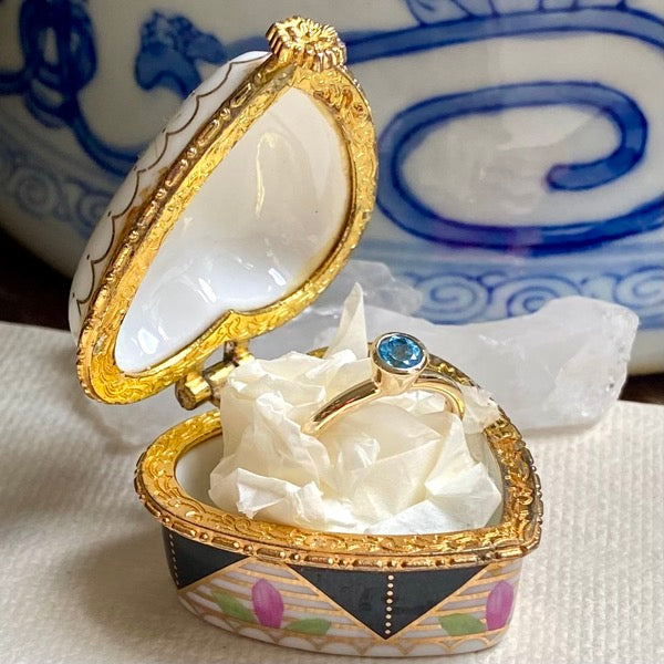 Solid Gold Blue Topaz Stacking Ring by Joy Everley