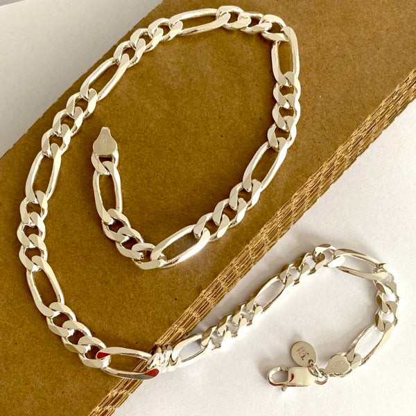 Silver Very Heavy Figaro Chain by Joy Everley