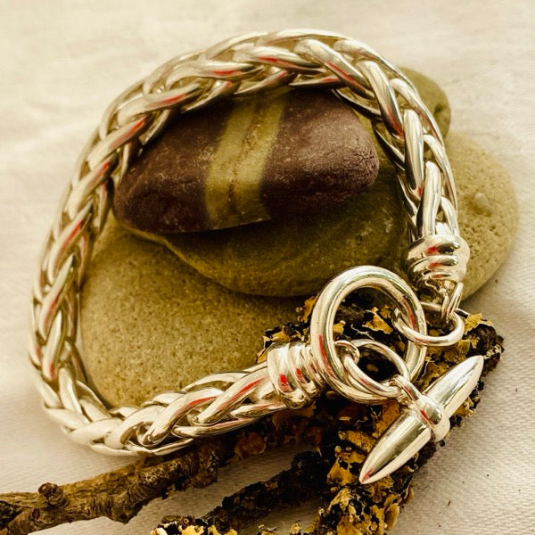 Silver Chunky Woven Bracelet by Joy Everley