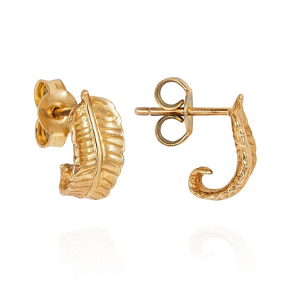 Gold Curled Fern Earrings