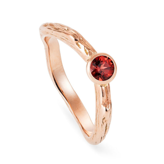 Gold and Garnet Twig Ring