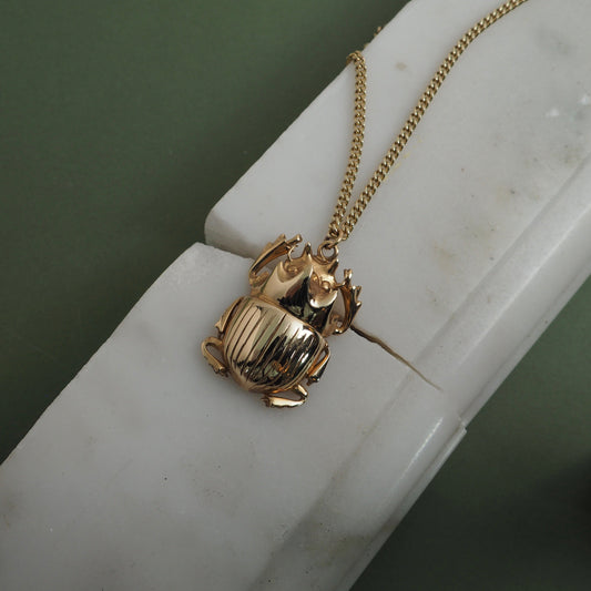 9ct Gold Scarab Beetle Necklace by Yasmin Everley