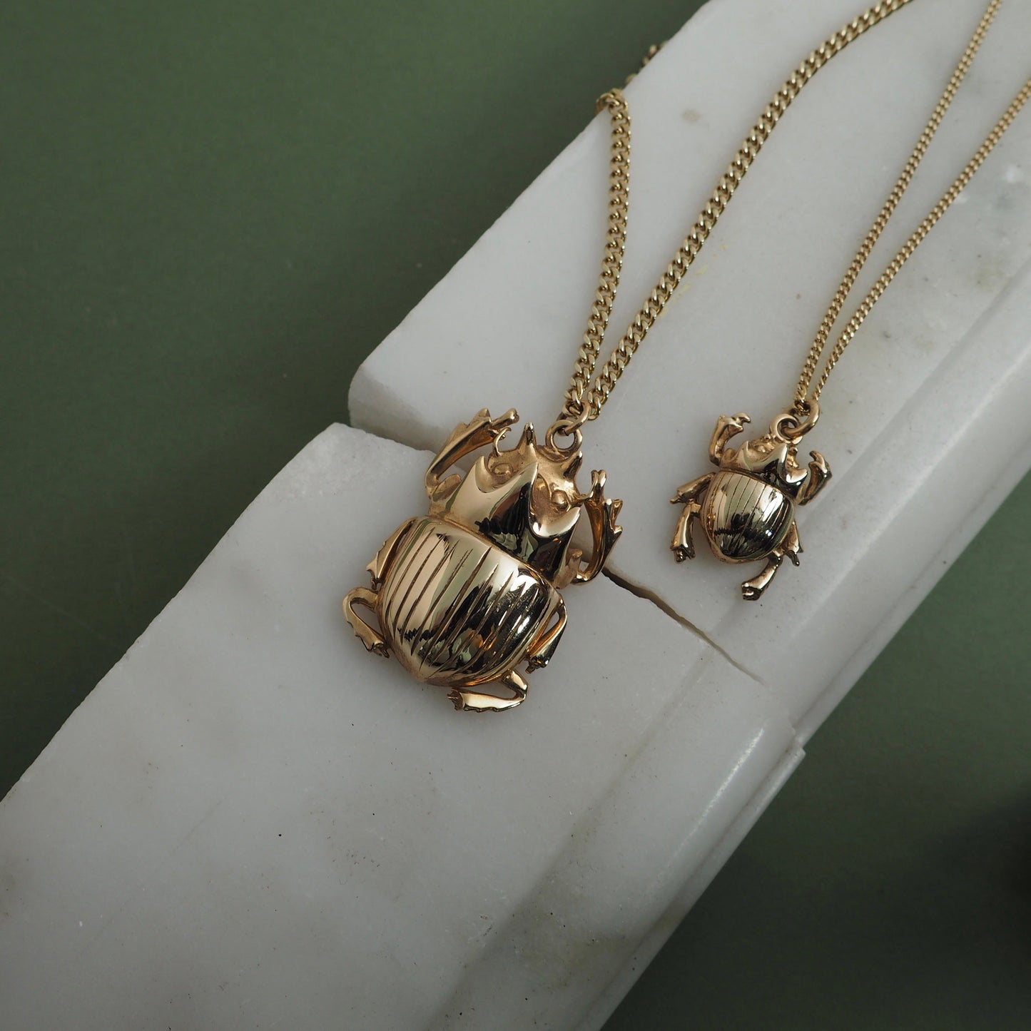 9ct Gold Little Scarab Beetle Necklace by Yasmin Everley