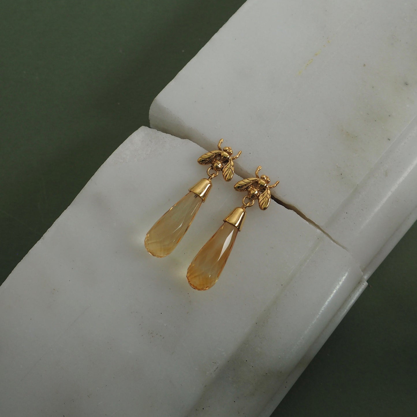 Citrine Briolette Little Fly Earrings by Yasmin Everley