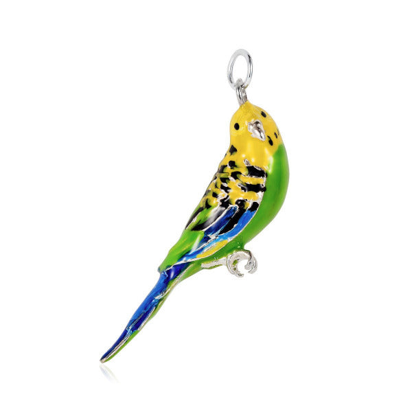 Silver and Enamel Budgerigar Charm