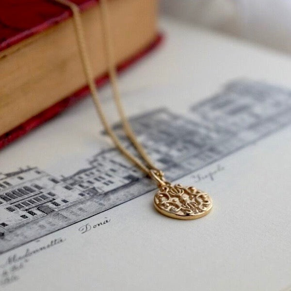 Solid Gold Baroque Disc Pendant by Joy Everley