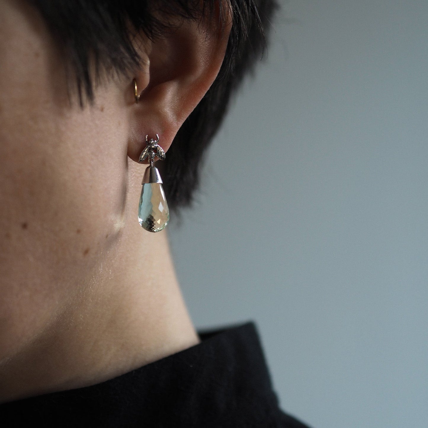 Green Quartz Briolette Little Fly Earrings by Yasmin Everley