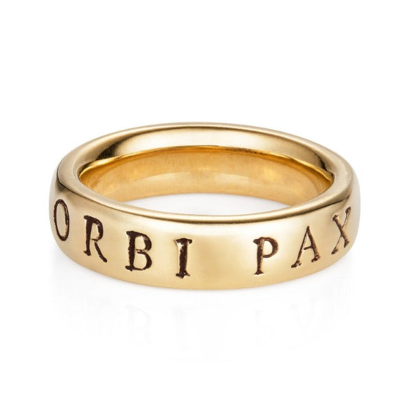 Latin Yellow Gold 'Urbi Et Orbi Pax' Ring - Joy Everley Fine Jewellers, London