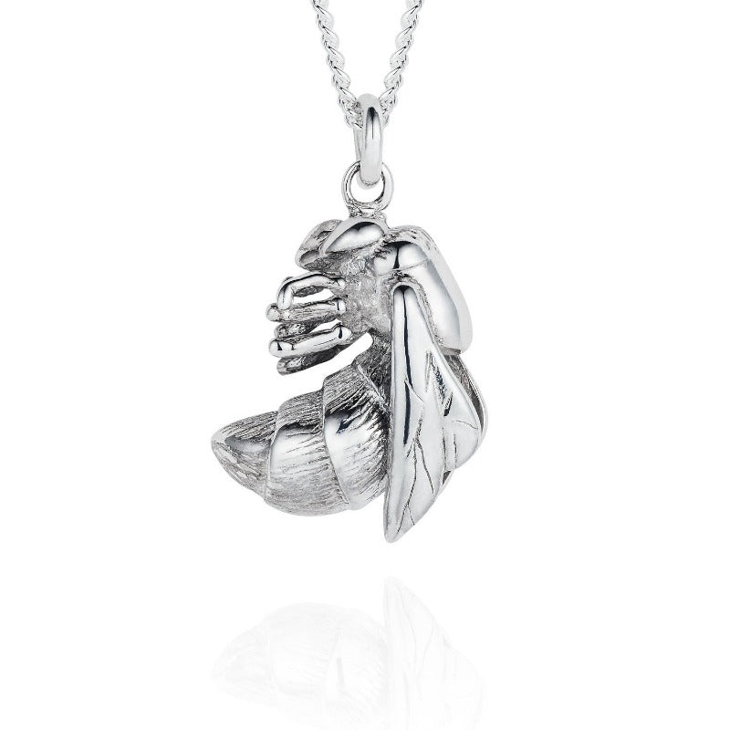 Large Silver Bee Necklace - Joy Everley Fine Jewellers, London