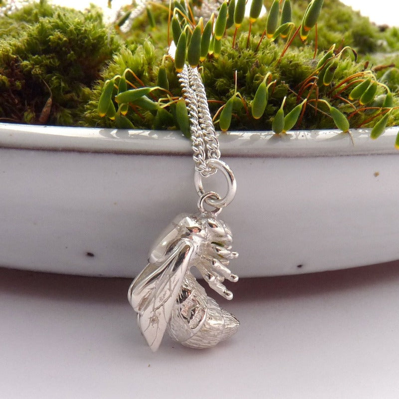 Large Silver Bee Necklace - Joy Everley Fine Jewellers, London