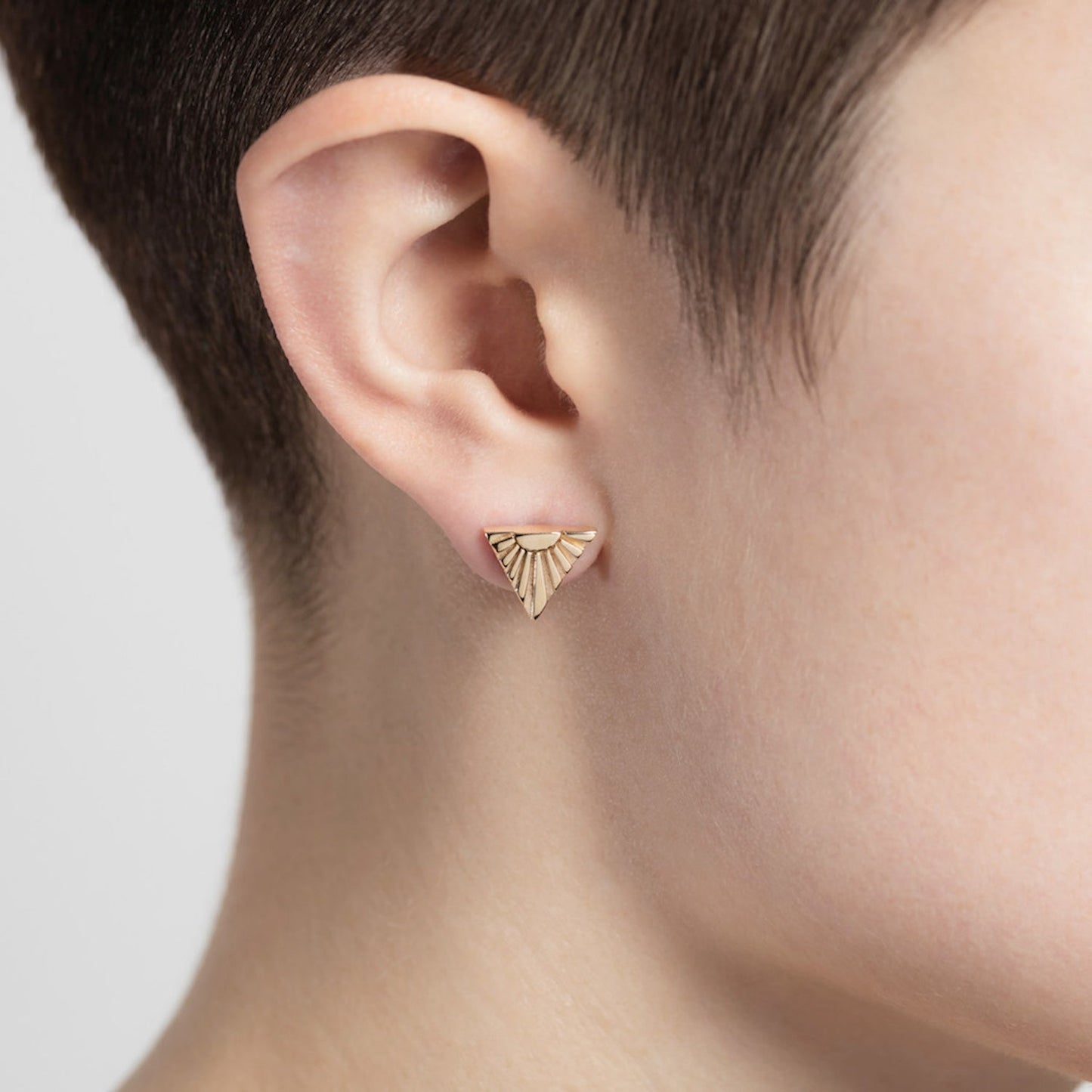 9ct Gold Ray V Ear Studs by Yasmin Everley