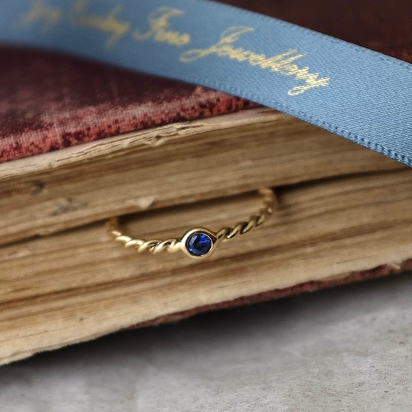 Sapphire Gold Twist Ring by Joy Everley