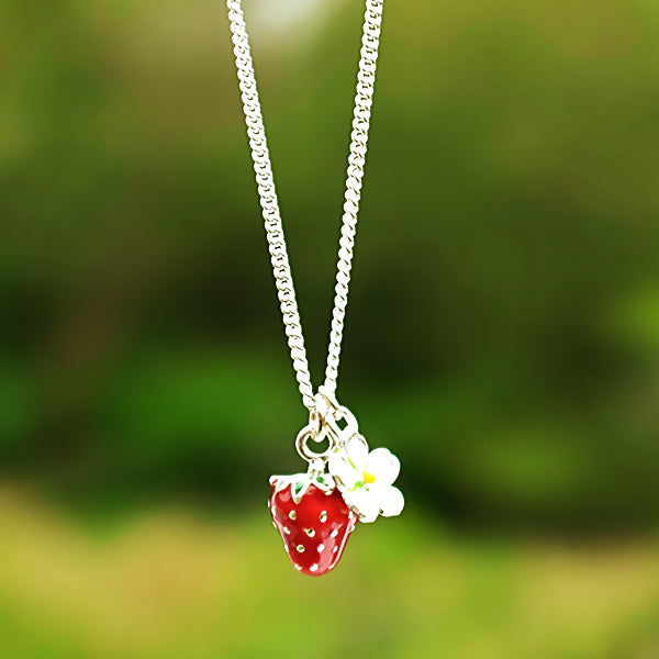 Strawberry and Flower Necklace by Joy Everley