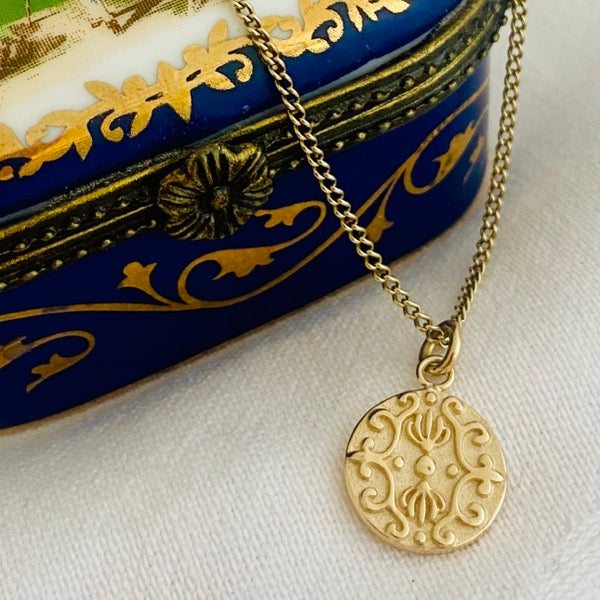 Solid Gold Baroque Disc Pendant by Joy Everley
