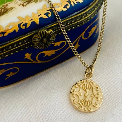 Solid Gold Baroque Disc Pendant by Joy Everley