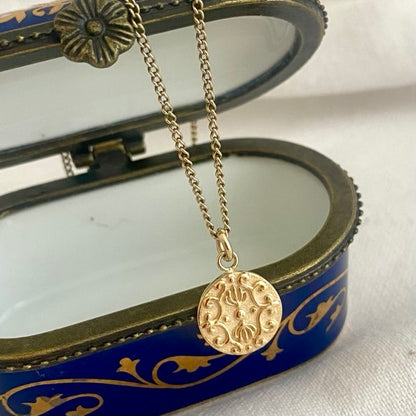 Solid Gold Baroque Disc Pendant by Joy Everley