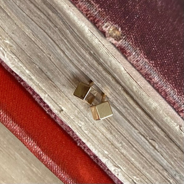 Gold Cube Ear Studs by Joy Everley