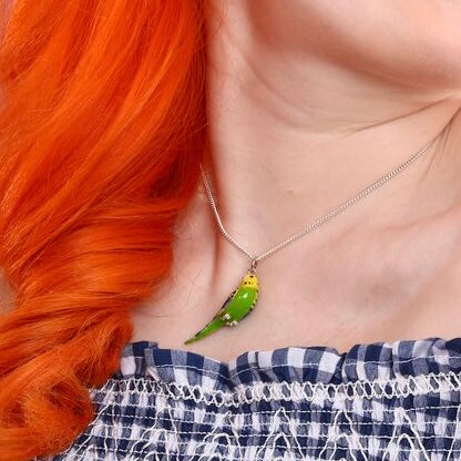 Silver and Enamel Budgerigar Pendant by Joy Everley