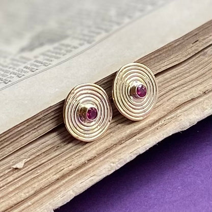 Stone Set solid Gold Spiral Ear Studs  by Joy Everley