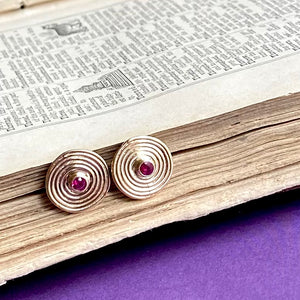 Stone Set solid Gold Spiral Ear Studs  by Joy Everley