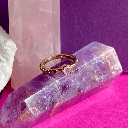 Solid Gold Baroque ring, Moonstone by Joy Everley