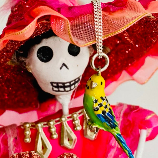 Silver and Enamel Budgerigar Pendant by Joy Everley