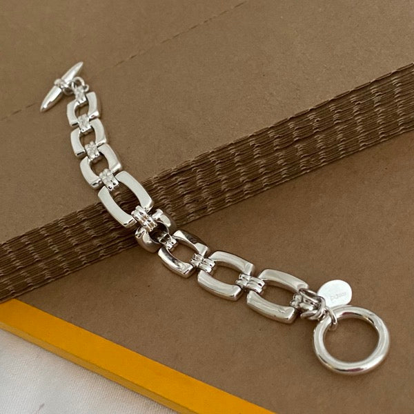 Solid Silver Chunky TV Bracelet by Joy Everley