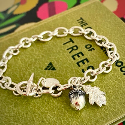 Silver Acorn & Oak Leaf Bracelet by Joy Everley