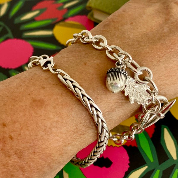 Silver Acorn & Oak Leaf Bracelet by Joy Everley