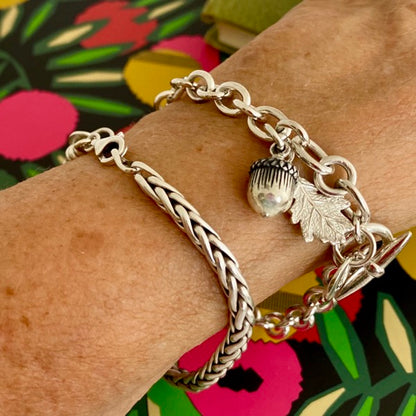 Silver Acorn & Oak Leaf Bracelet by Joy Everley