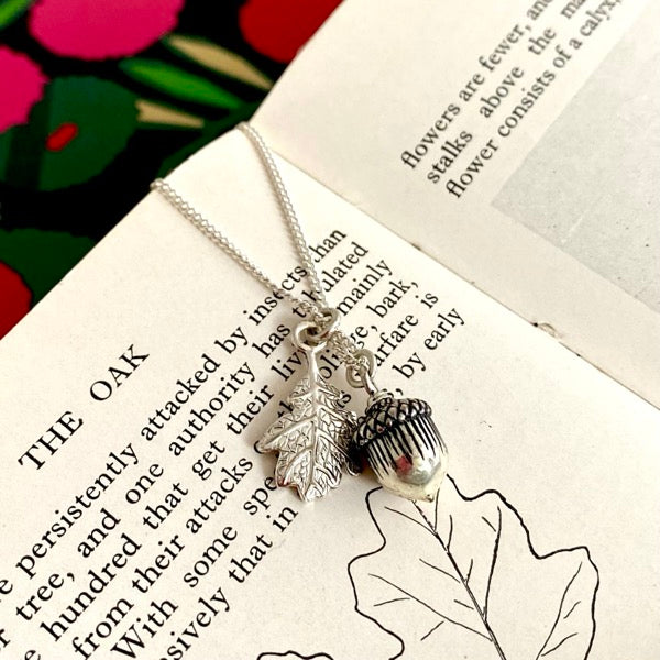 Silver Acorn & Oak Leaf Necklace by Joy Everley
