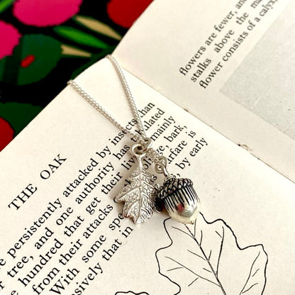 Silver Acorn & Oak Leaf Necklace by Joy Everley