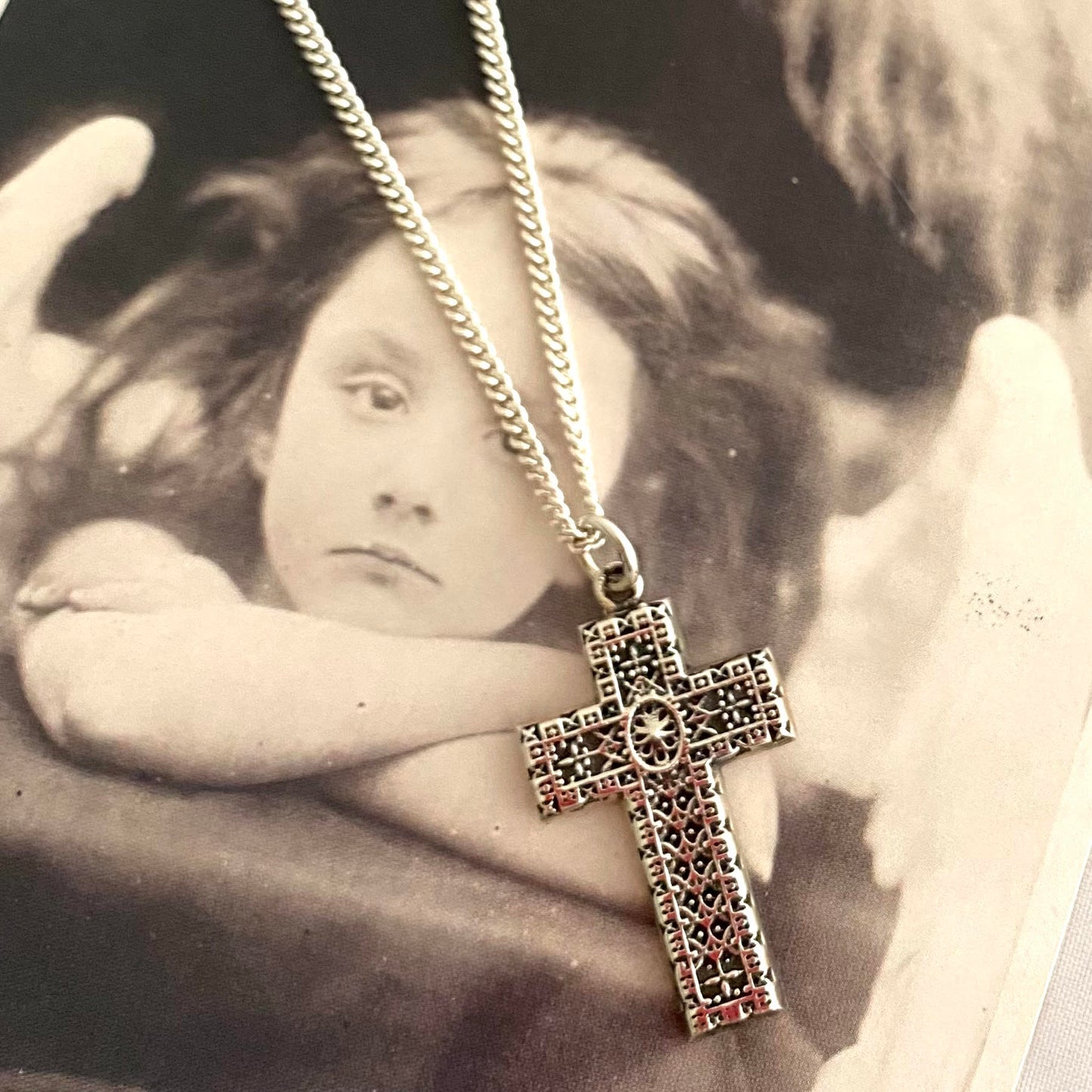 Silver Baroque Cross by Joy Everley