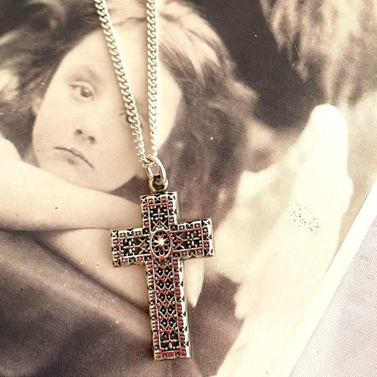 Silver Baroque Cross by Joy Everley