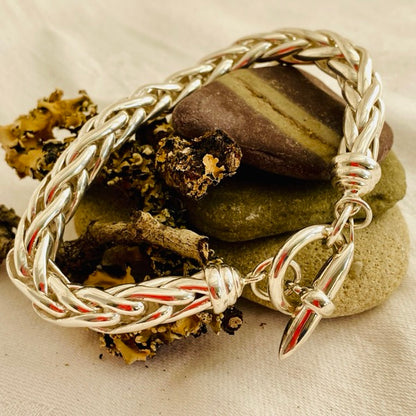 Silver Chunky Woven Bracelet by Joy Everley
