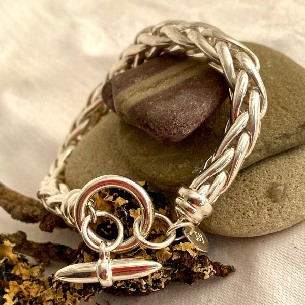 Silver Chunky Woven Bracelet by Joy Everley