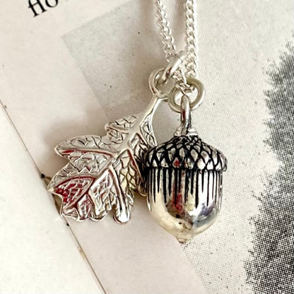 Silver Acorn & Oak Leaf Necklace by Joy Everley