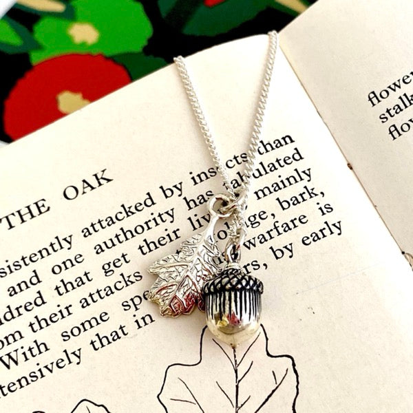 Silver Acorn & Oak Leaf Necklace by Joy Everley