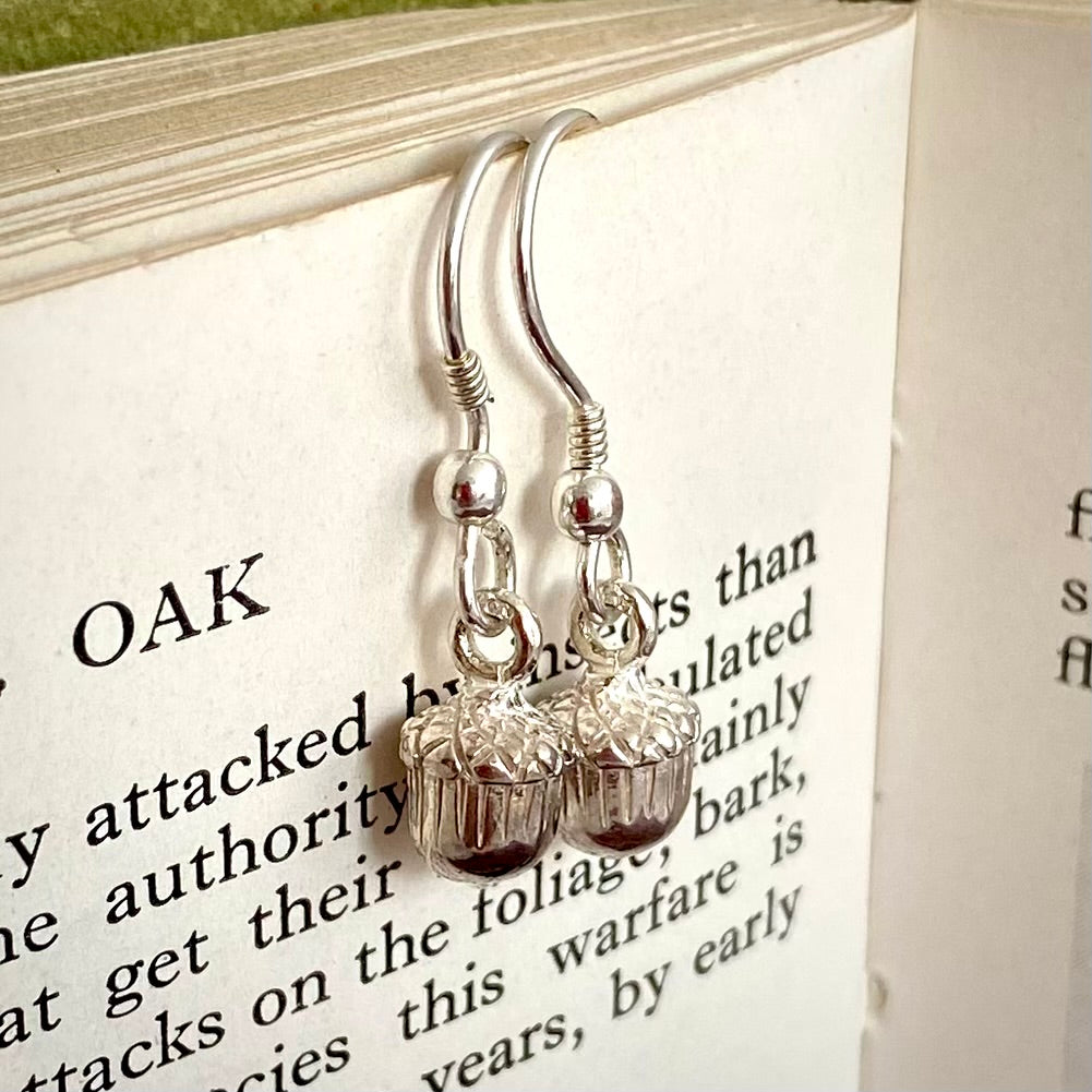 Silver Tiny Acorn Earrings by Joy Everley