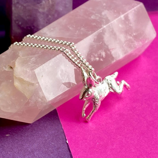 Solid Silver Leaping Hare by Joy Everley