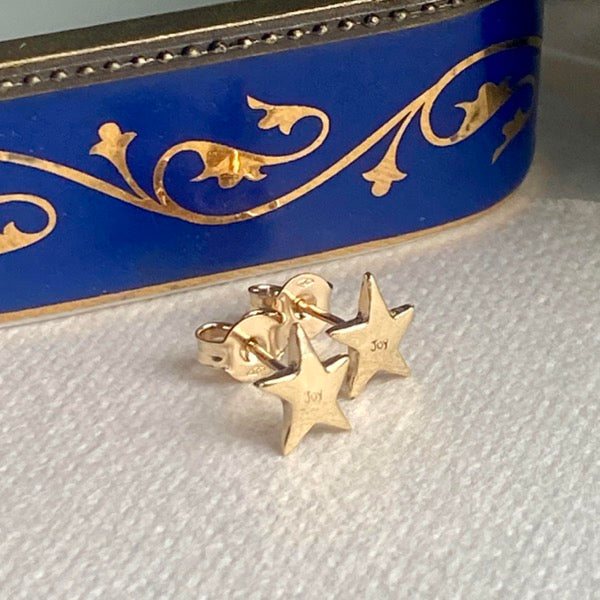 Solid Gold Tiny Star Ear Studs by Joy Everley