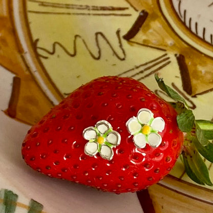 Strawberry Flower Silver Ear Studs by Joy Everley