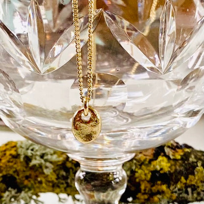 Solid Gold Tiny Rough Pebble Necklace by Joy Everley