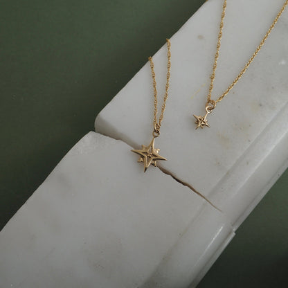 9ct Gold Small Compass Star Necklace by Yasmin Everley