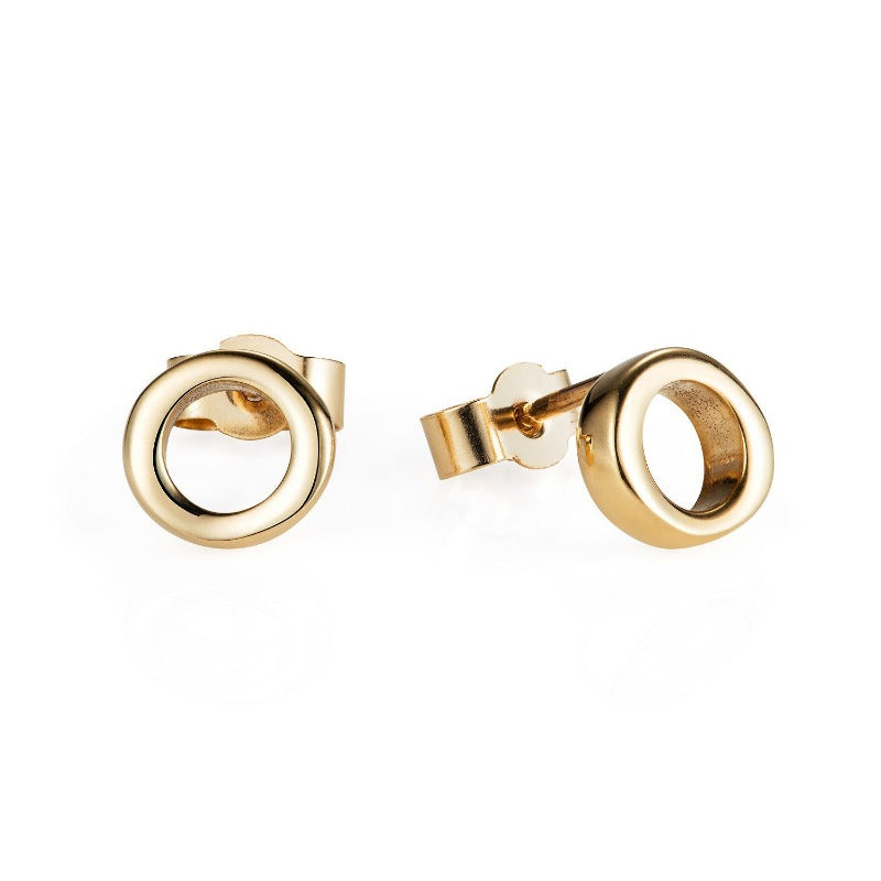 Gold Simple Circle Ear Studs - Joy Everley Fine Jewellers, London