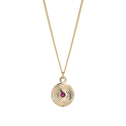 Gold Spiral Necklace with Ruby - Joy Everley Fine Jewellers, London