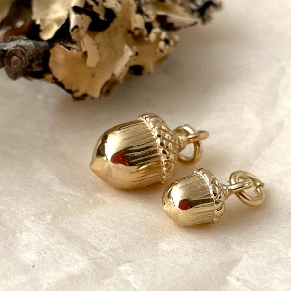 Solid Gold Acorn and Oak Leaf by Joy Everley