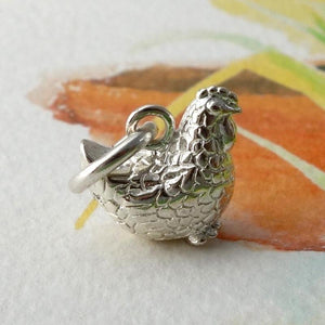 Silver Chicken Charm