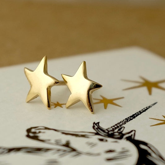 Solid Gold Tiny Star Ear Studs by Joy Everley